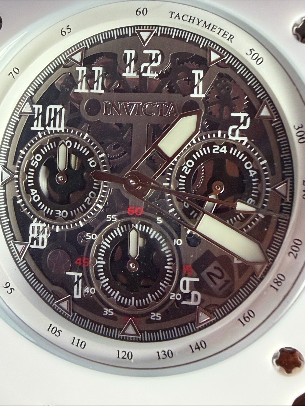 NEW Invicta Vaulthon Bold White & Orange Chronograph Watch 44mm + Original Box - Picture 2 of 8